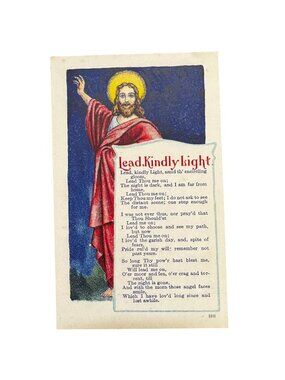 Vtg Religious Postcard "Lead Kindly Light" Jesus Illustration Unused Ephemera
